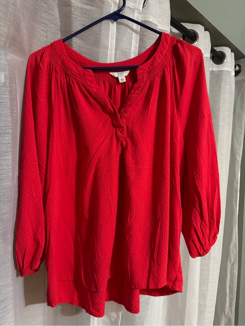 crown & ivy Redish Peasant Blouse - Women's
